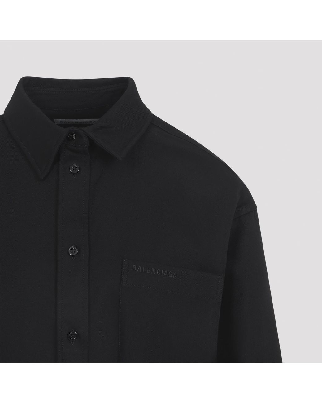Balenciaga Black Cotton Elongated Hem Shirt