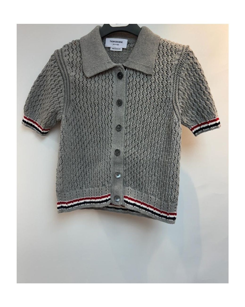 Thom Browne Gray Short Sleeved Buttoned Cardigan