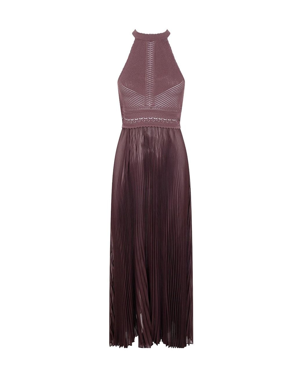 Twinset Purple Long Knit And Pleated Georgette Dress