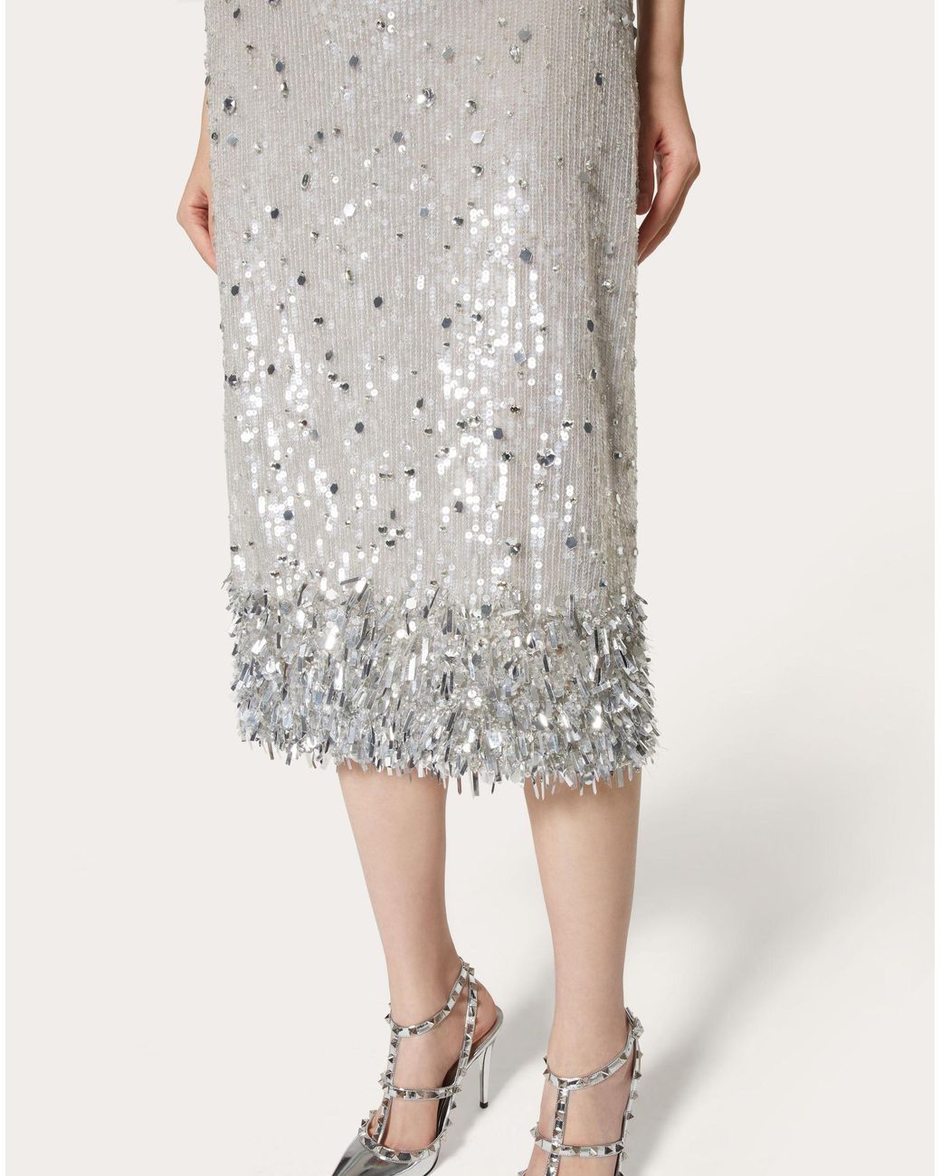 Valentino White Tulle Illusione Embroidered Skirt