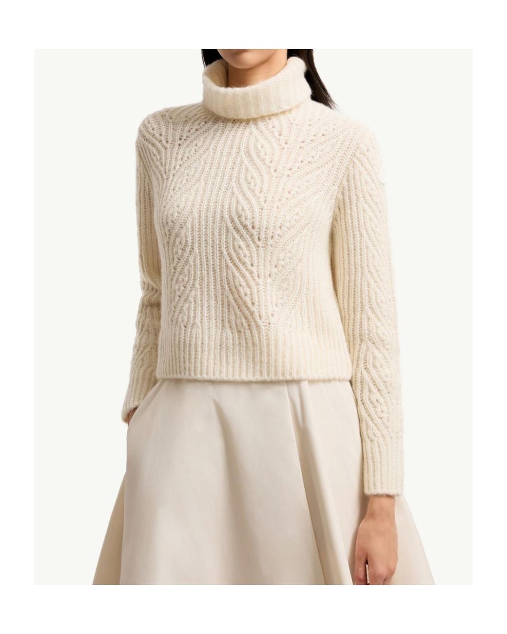 Moncler White Alpaca Blend Turtleneck Jumper