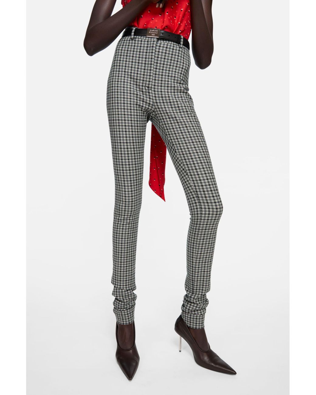 Acne Gray Gingham Check Trousers