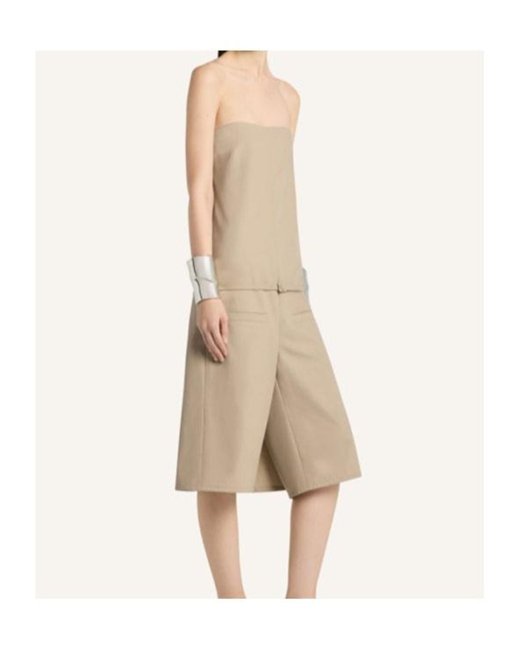 Courreges Natural Courrèges Belted Bustier Jumpsuit