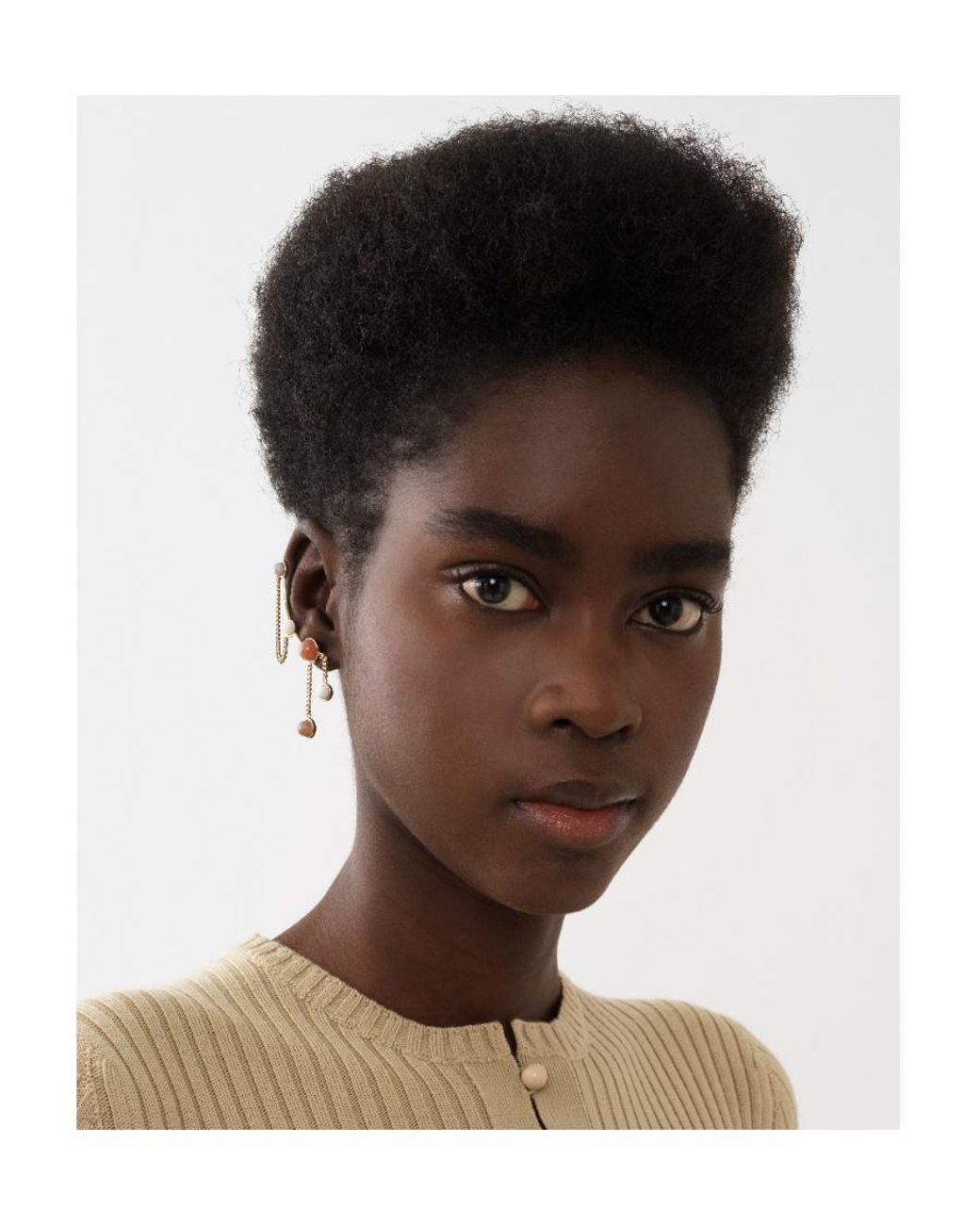 Chloé White Logo Pendant Earrings
