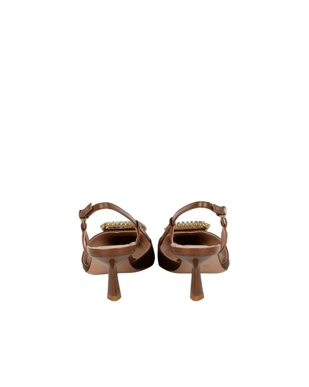 Roberto Festa Brown Ingrid Embellished Slingback Pumps