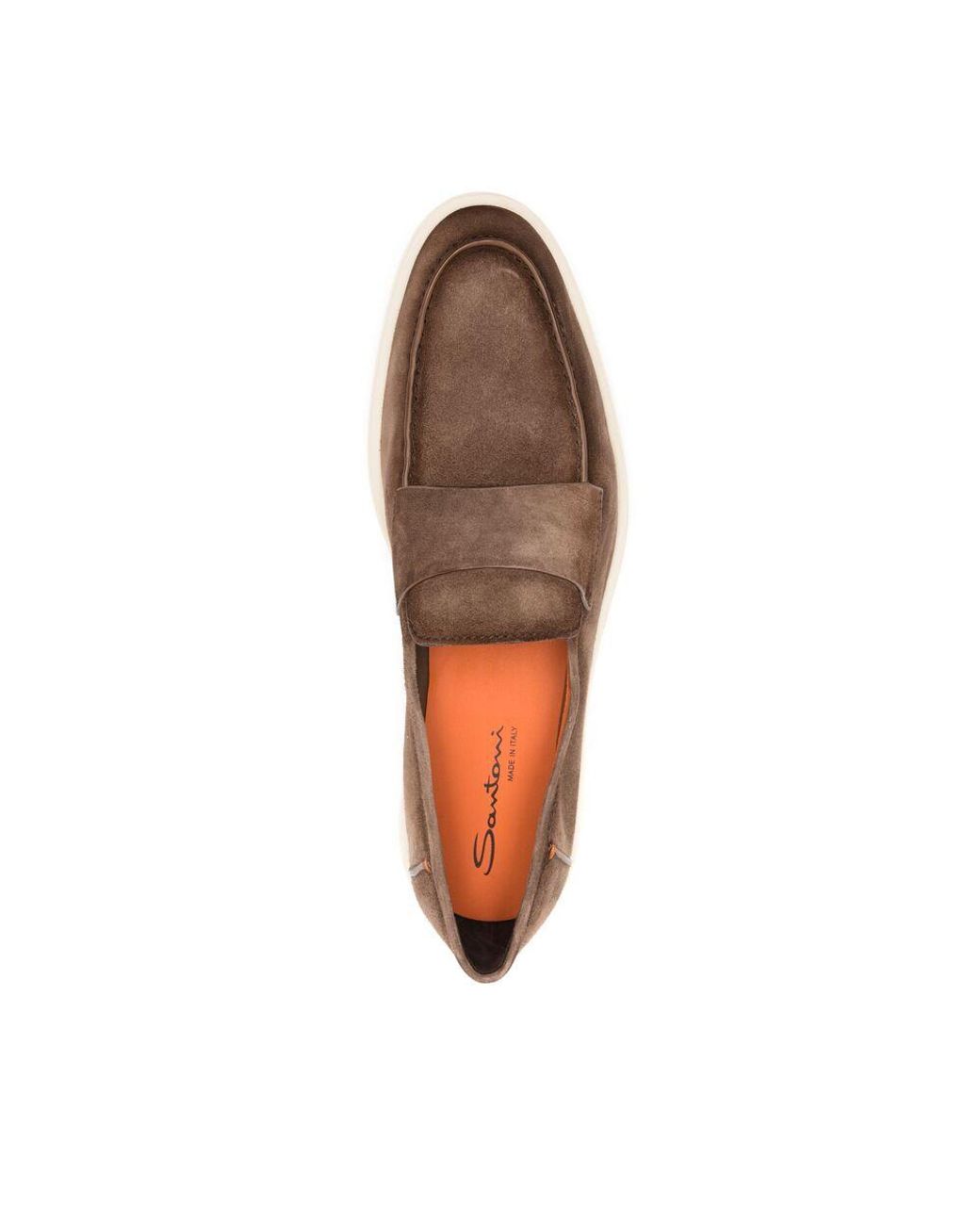 Santoni Brown Revolve Eaam 21 Almond Toe Loafers for men