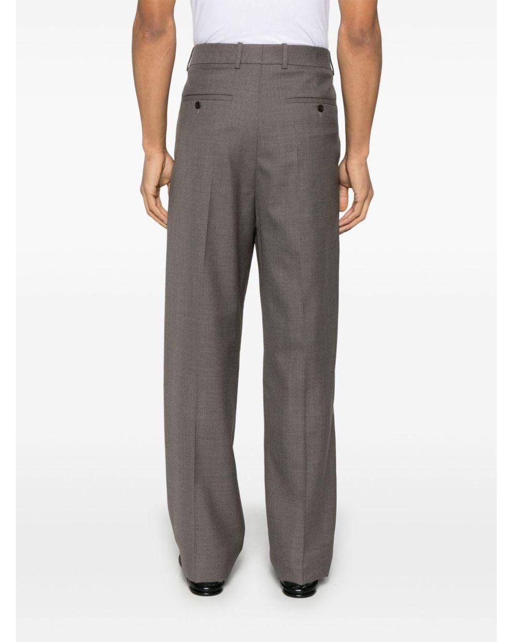 Saint Laurent Gray High Waist Twill Pants for men