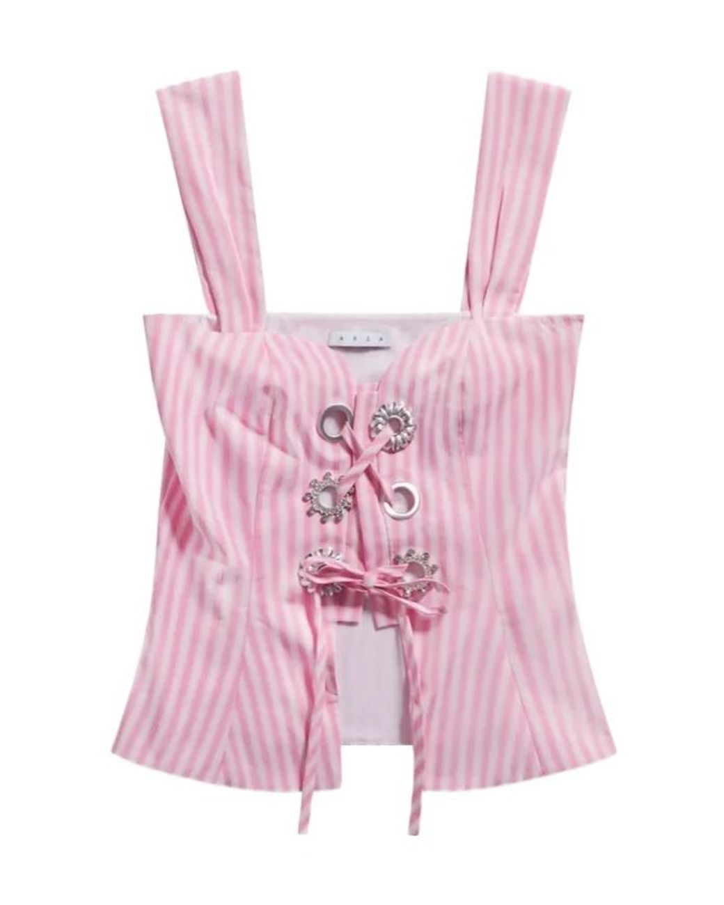 Area Pink Grommet Poplin Corset Top
