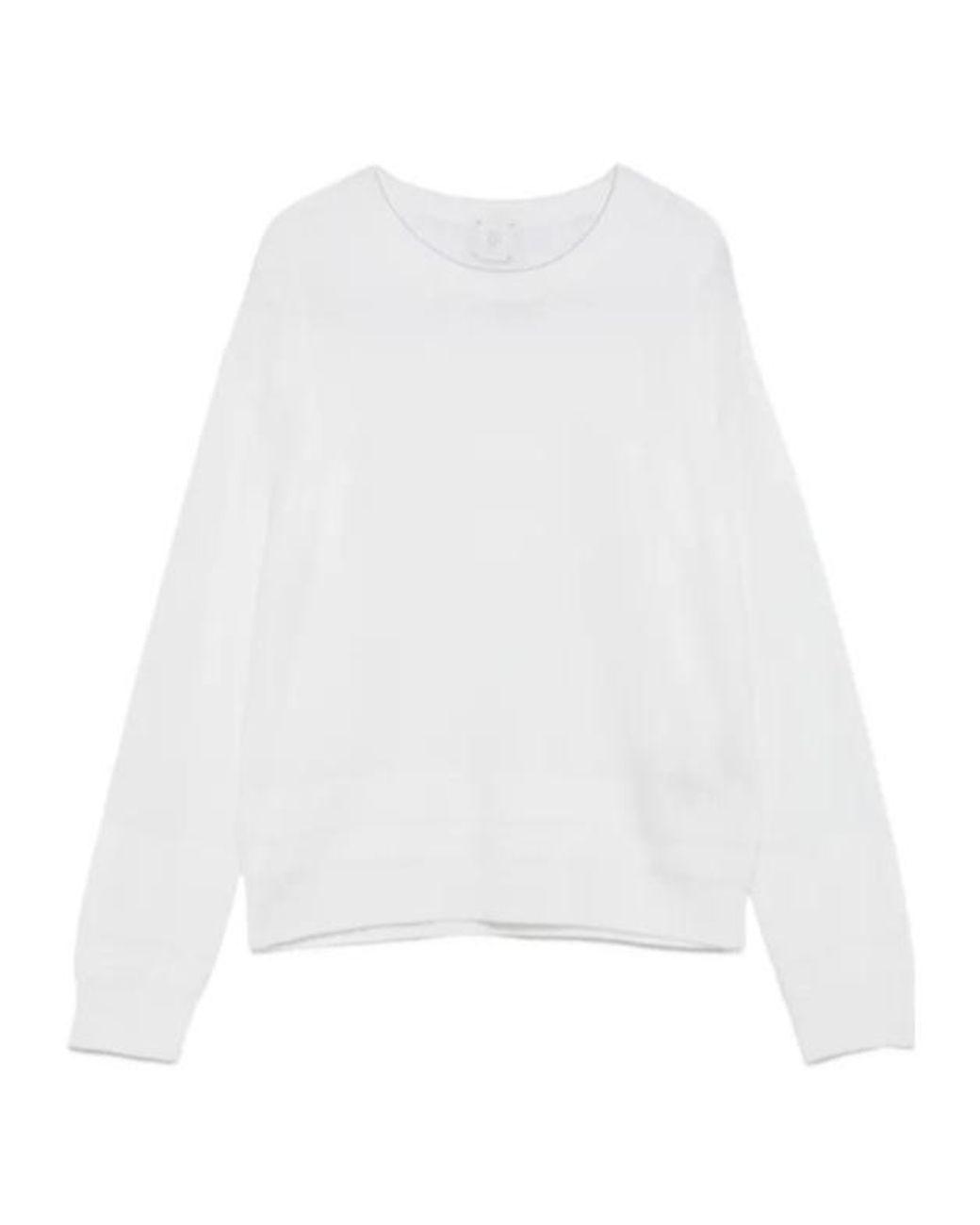 Eleventy White Round-Neck Wool Sweater