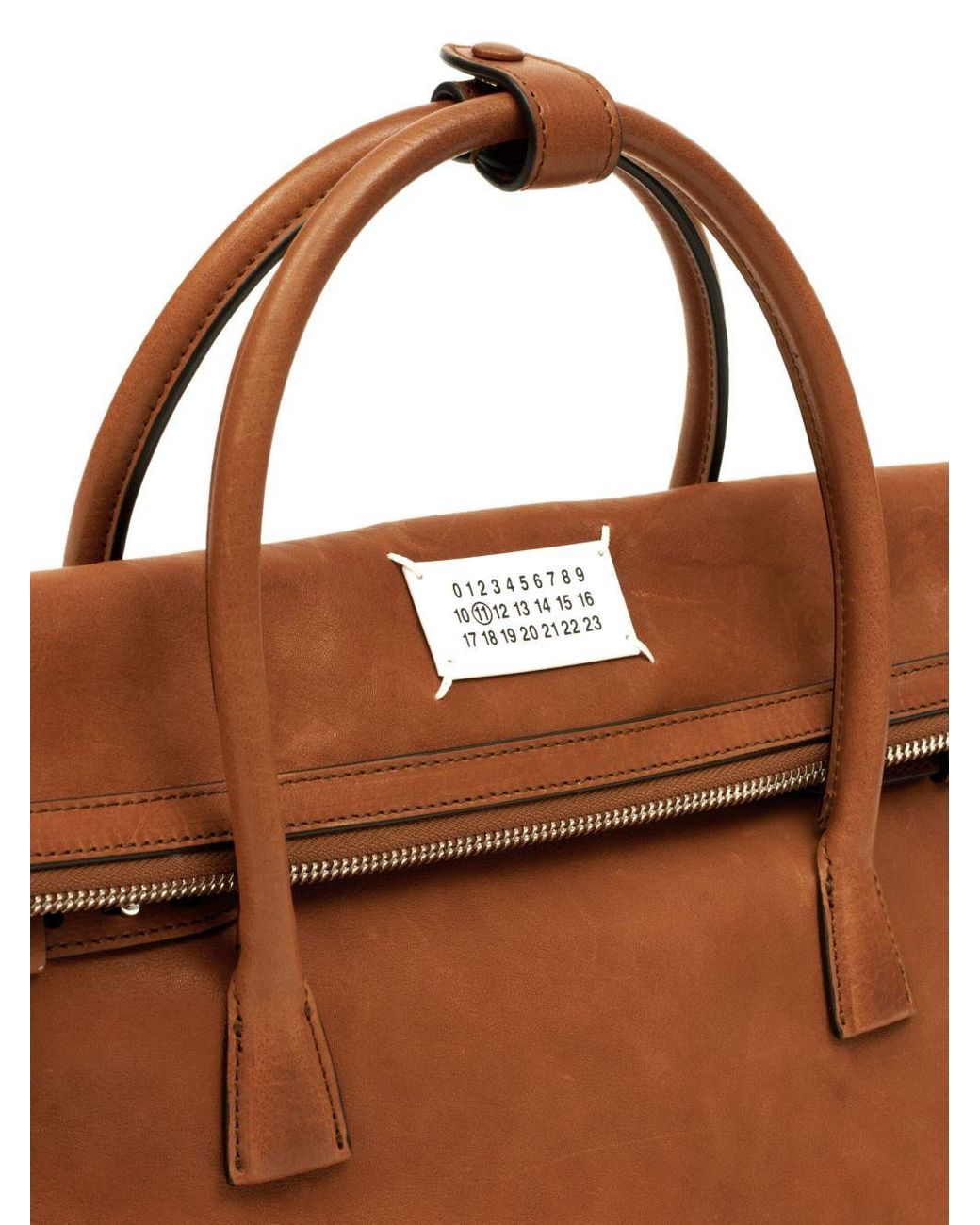 Maison Margiela Brown Numbers Motif 5Ac Tote Bag for men