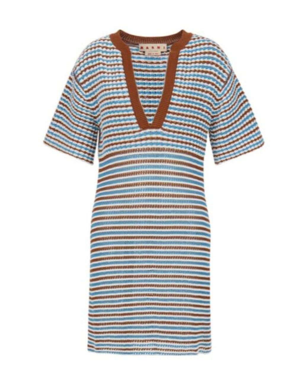 Marni Blue Striped Crochet Dress