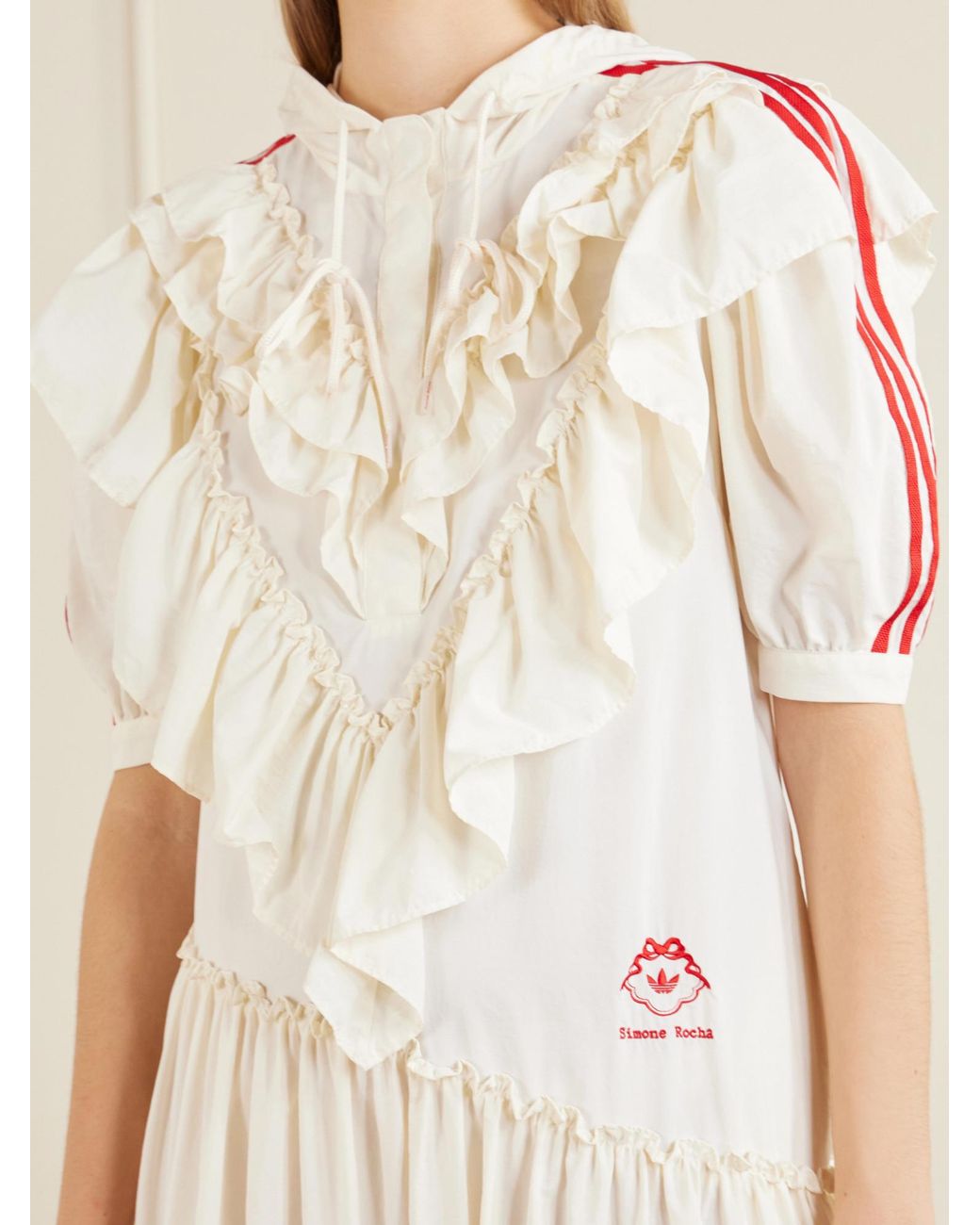 Simone Rocha Logo-Embroidered Asymmetric Ruffled Jersey Hooded Midi ...