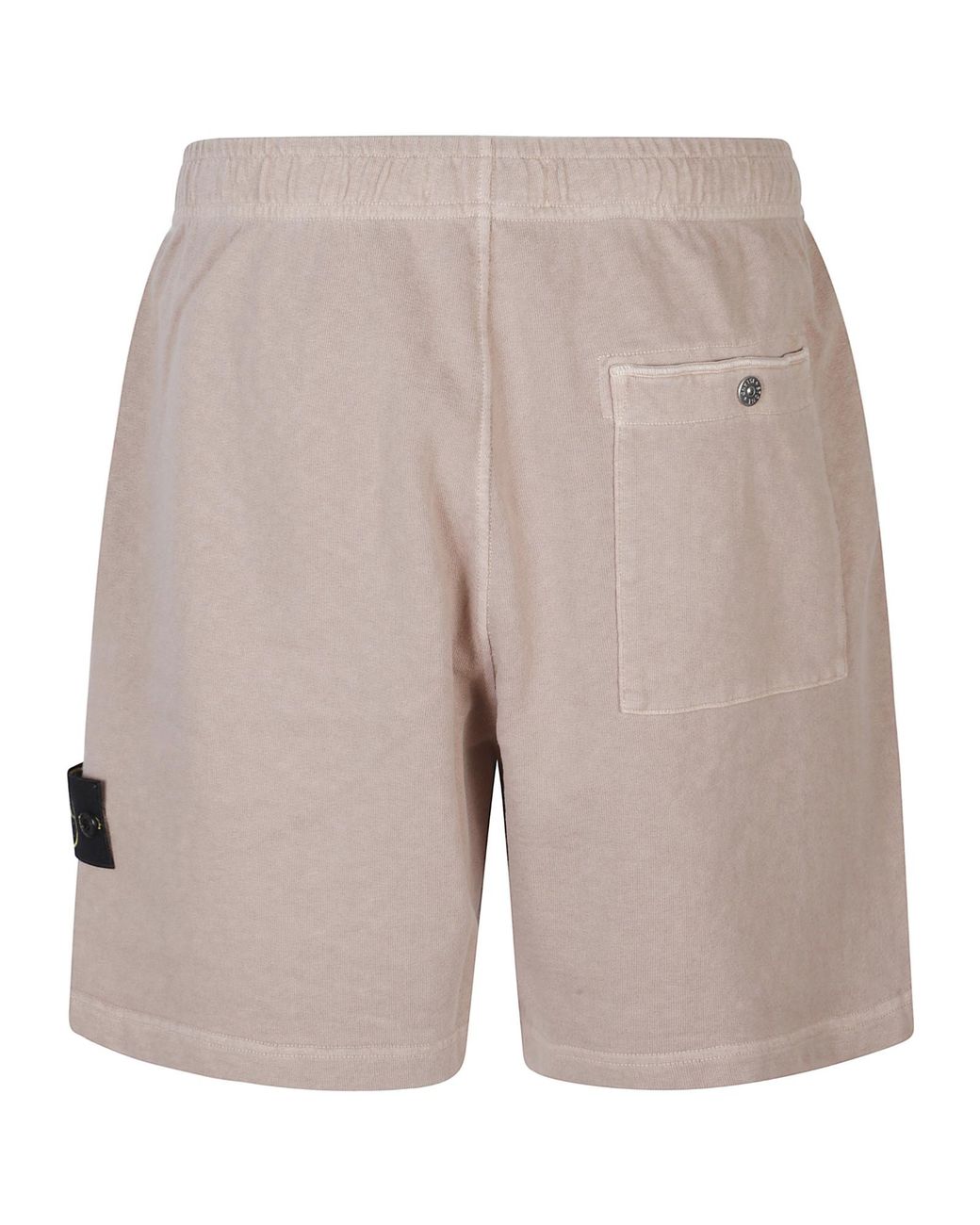 Stone Island Gray Logo-Patch Elasticated Shorts for men
