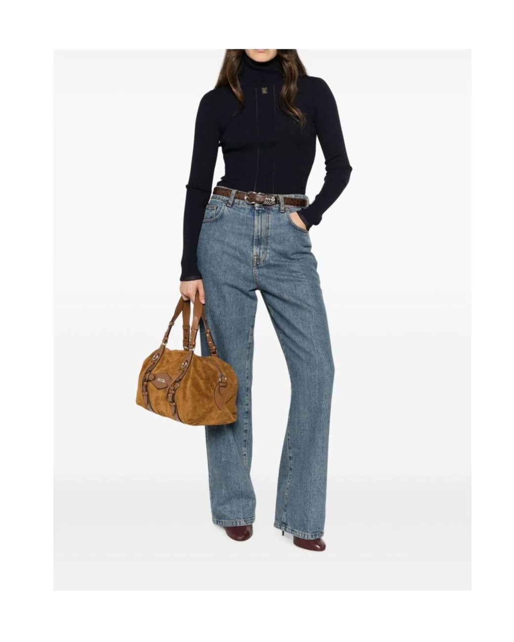 Elisabetta Franchi Blue Logo-Plaque Roll-Neck Sweater