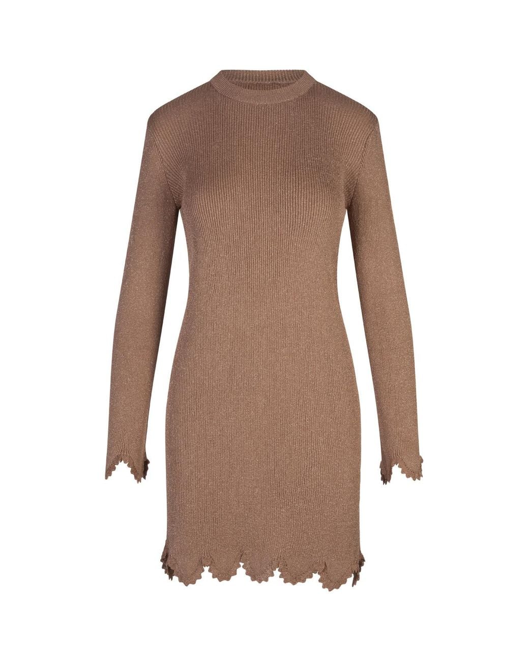 Chloé Brown Ribbed-Knit Mini Dress