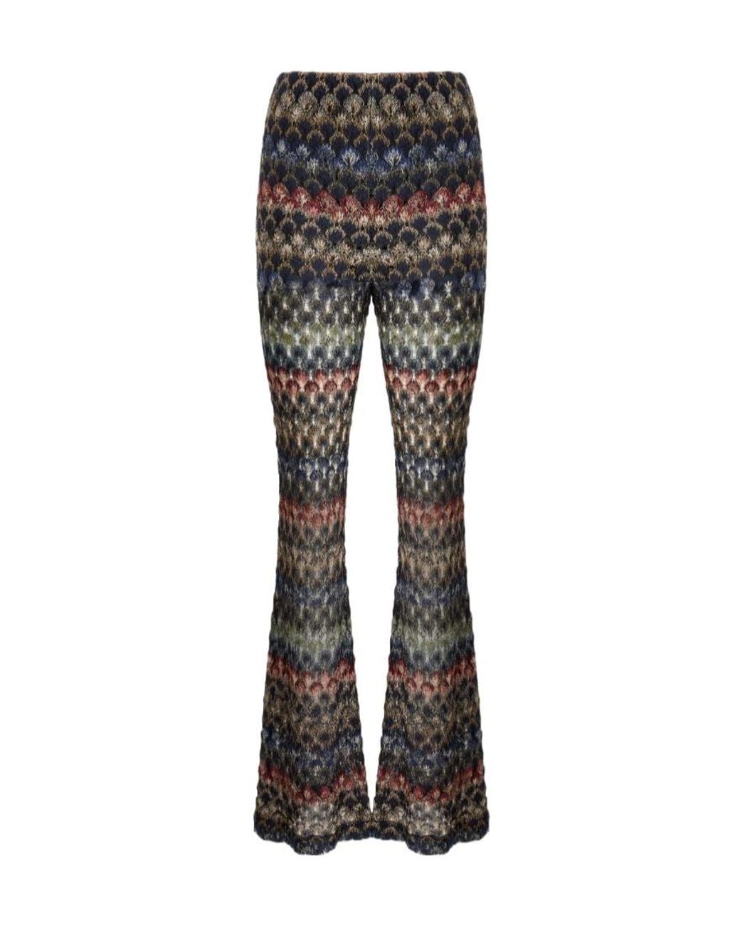 Missoni Black Flare Viscose Lamé Trousers With Lace Motif