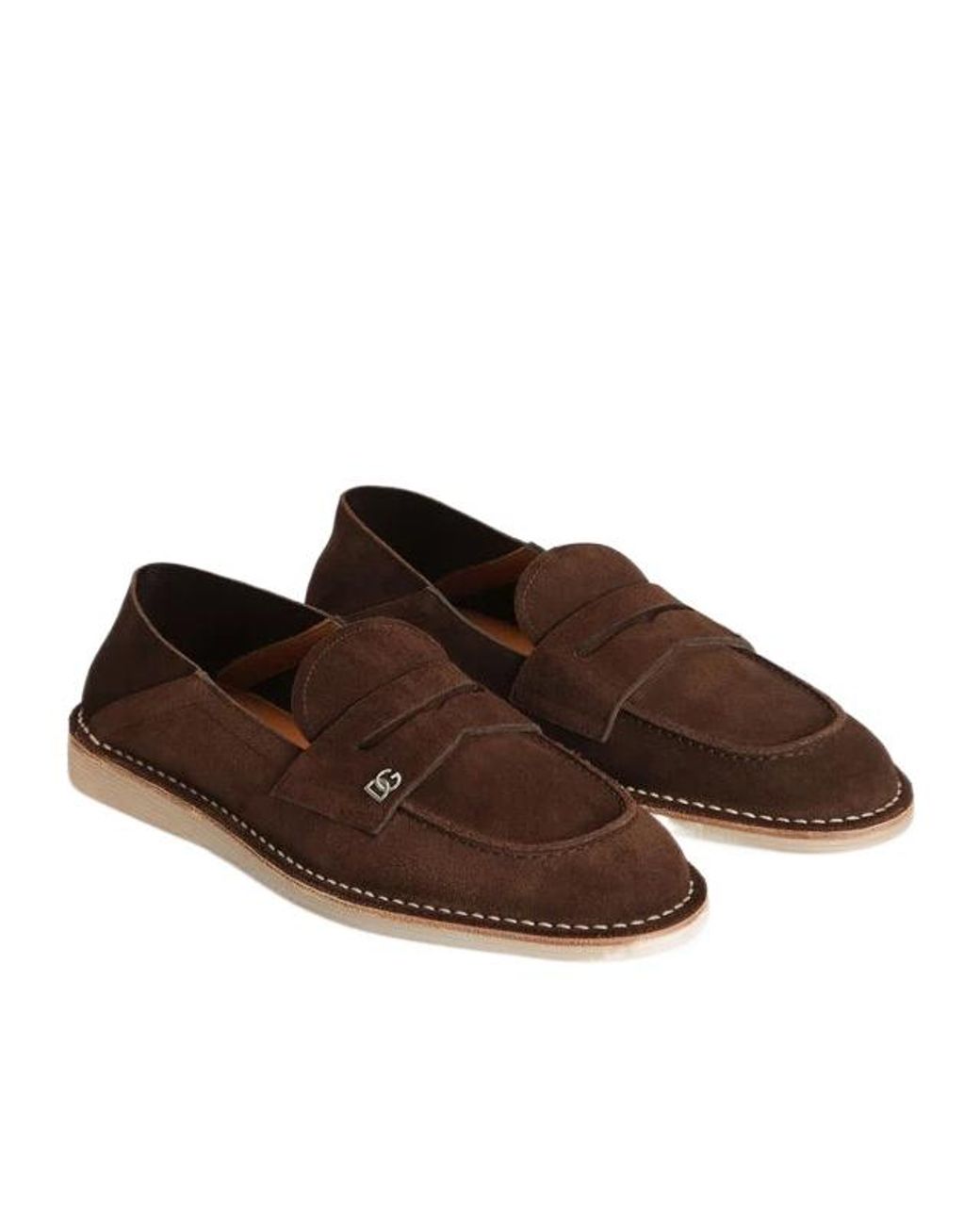 Dolce & Gabbana Brown Logo Plaque Loafers for men