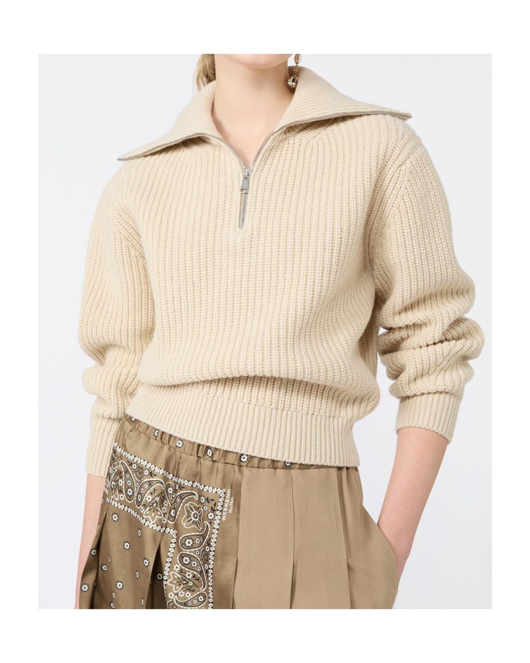 Max Mara Natural Weekend Wkdlaser Front Zipped Knitted Jumper