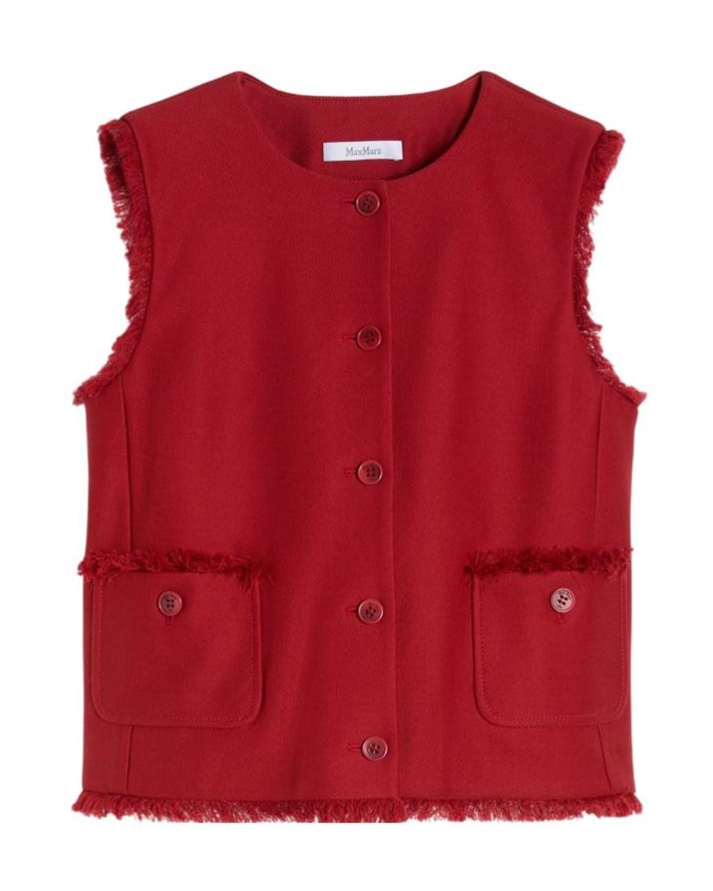 Max Mara Red Sumero Button-Up Sleeveless Gilet