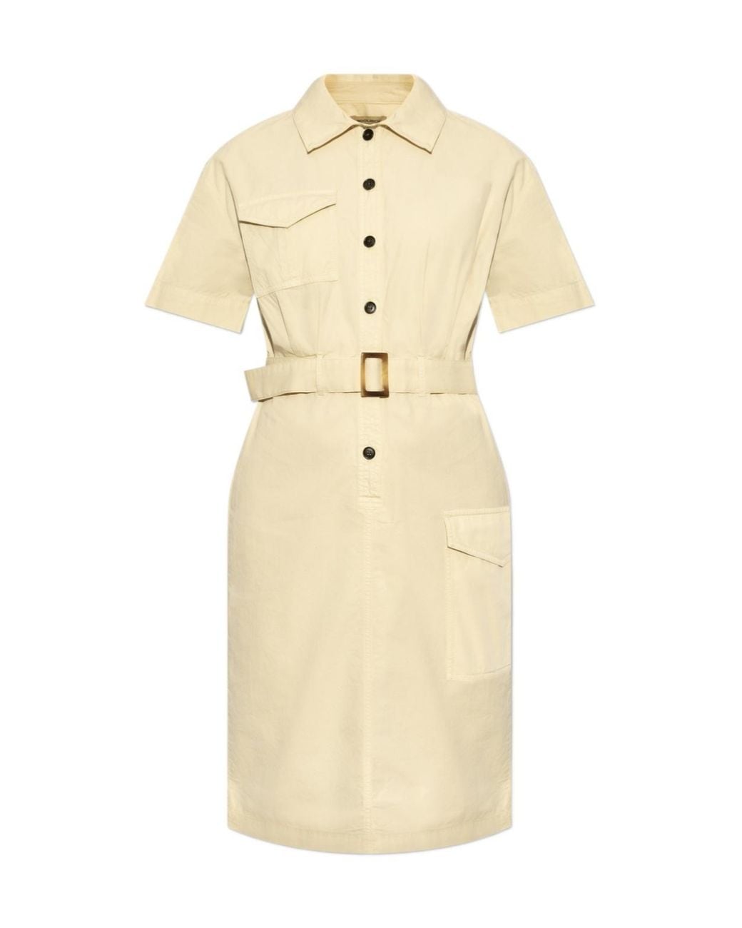Woolrich Natural Button Detailed Belted Dress