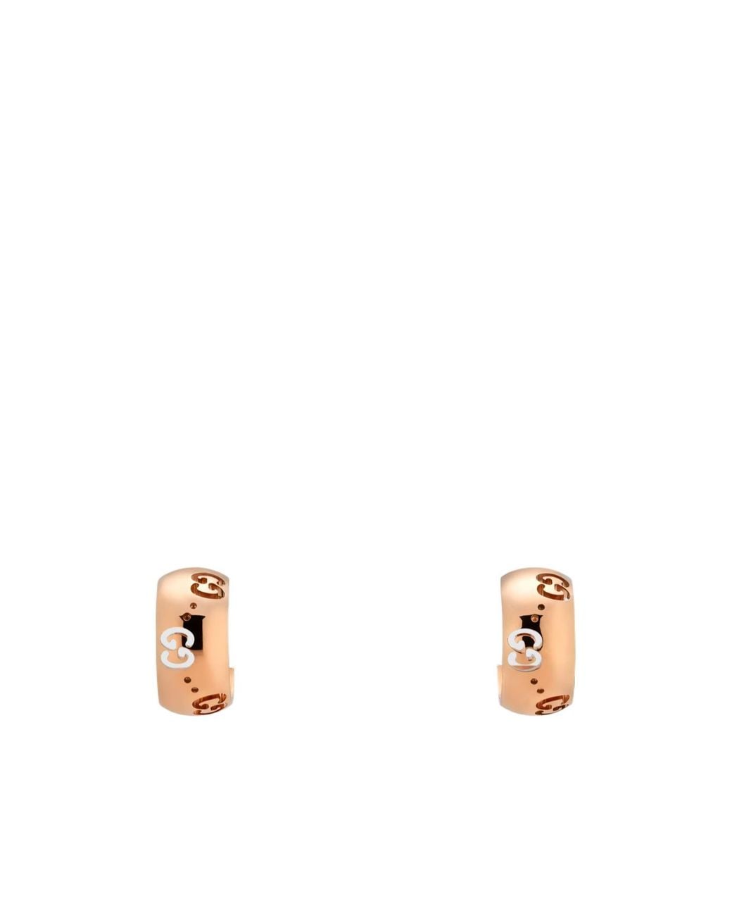 Gucci White Icon 18K Gg Hoop Earrings