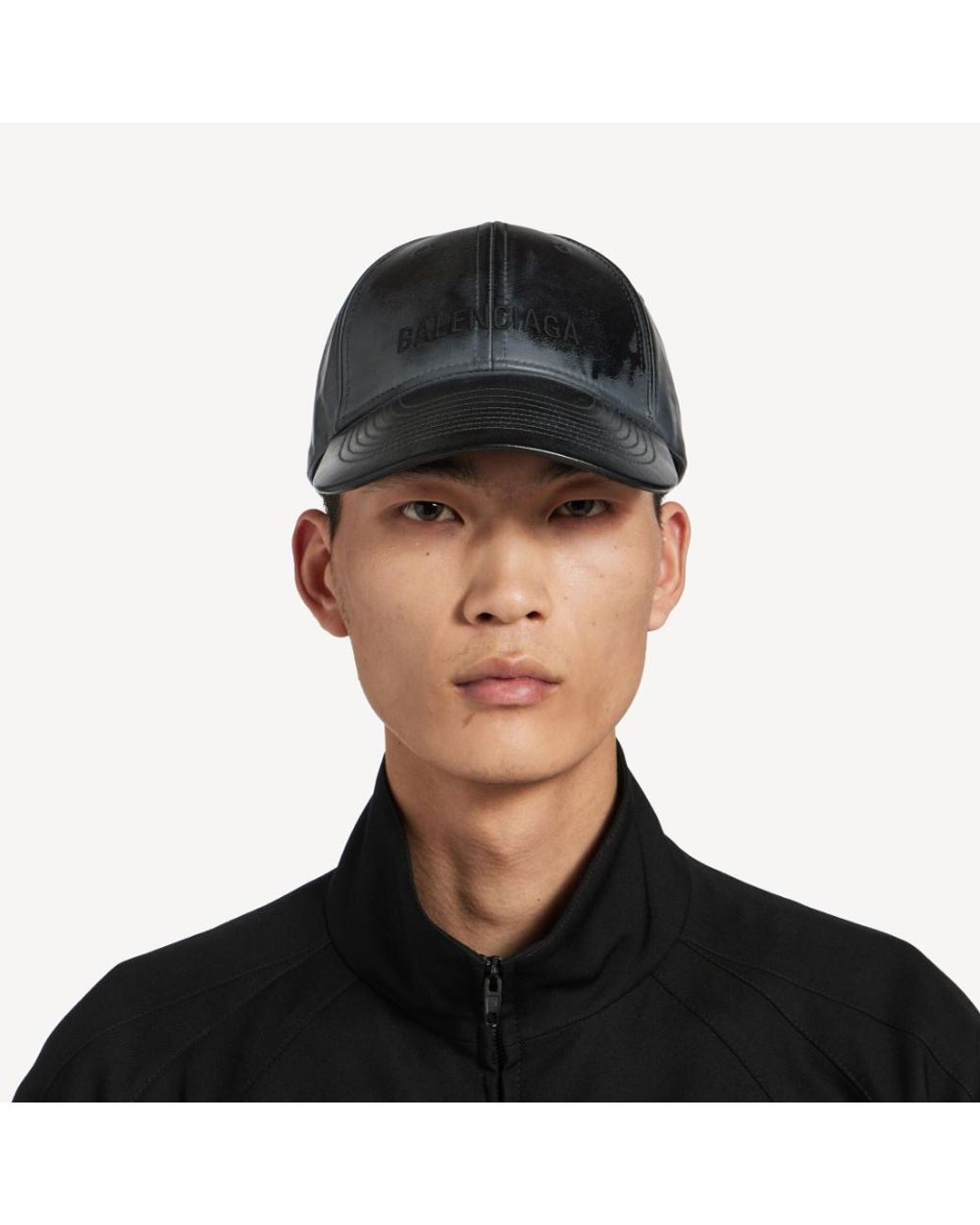 Balenciaga Black Leather Cap for men