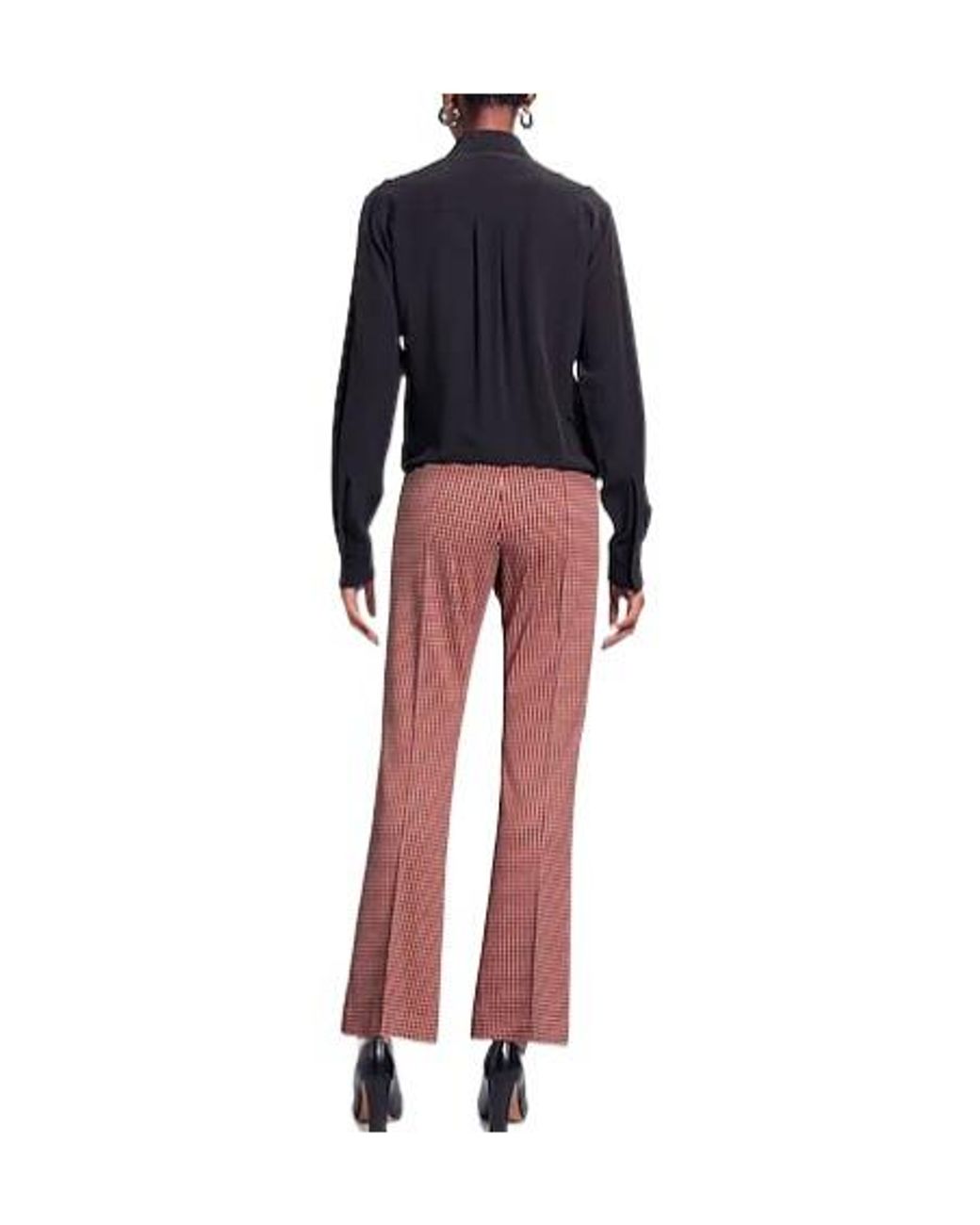 Marni Red High Waist Plaid Flare Pants