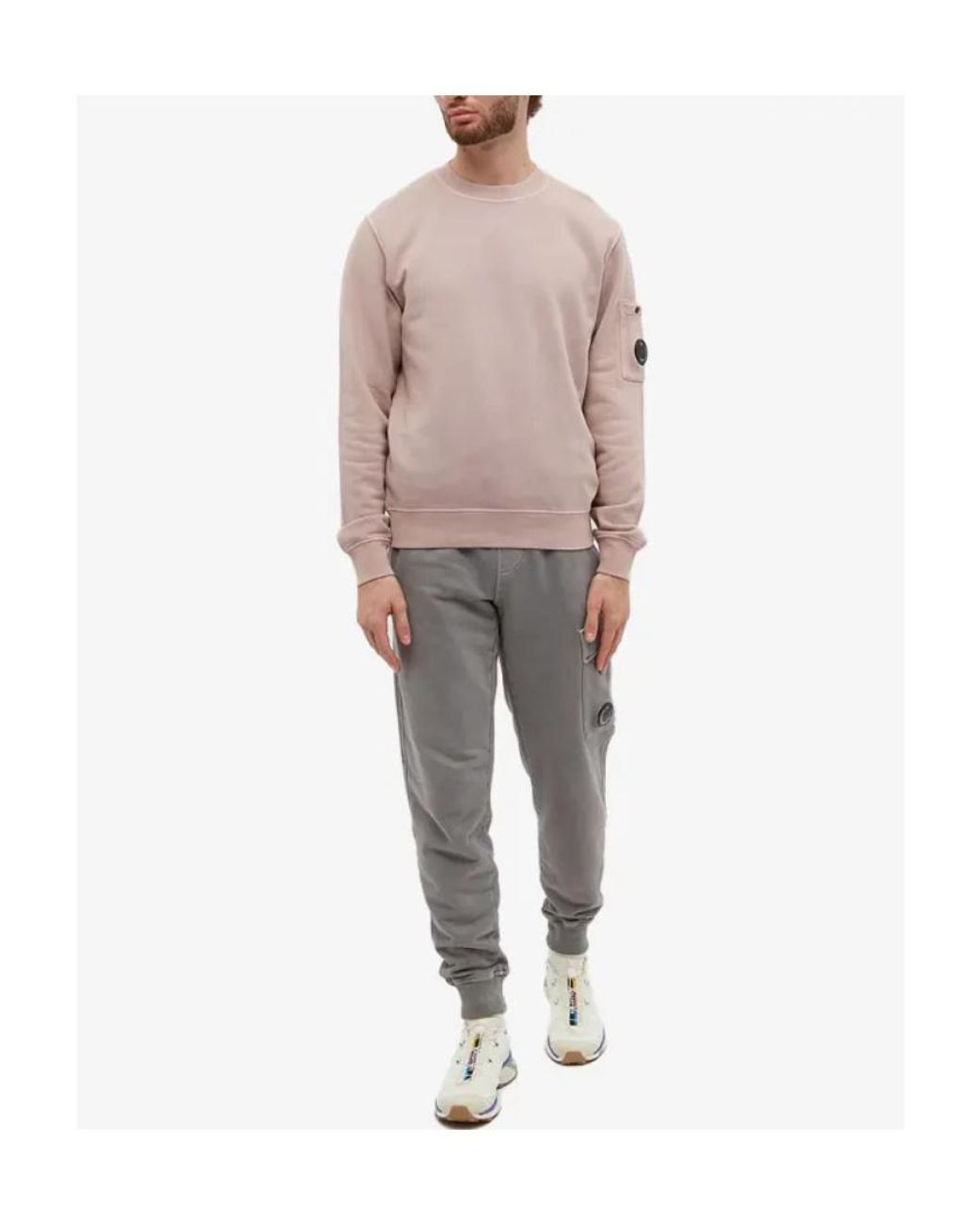 C P Company Pink Logo-Patch Cotton Sweatshirt for men