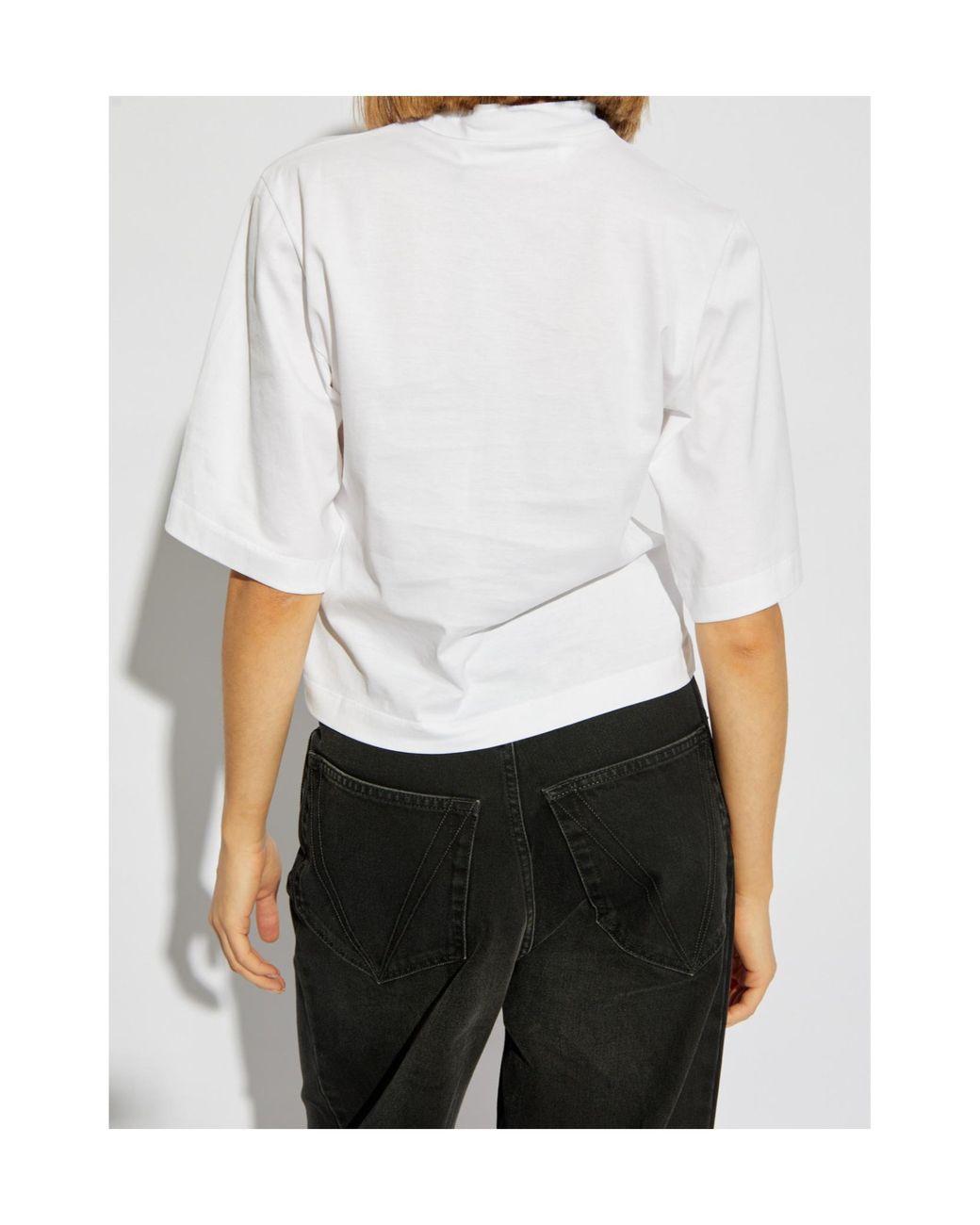 Palm Angels White Logo Printed Mockneck T-Shirt