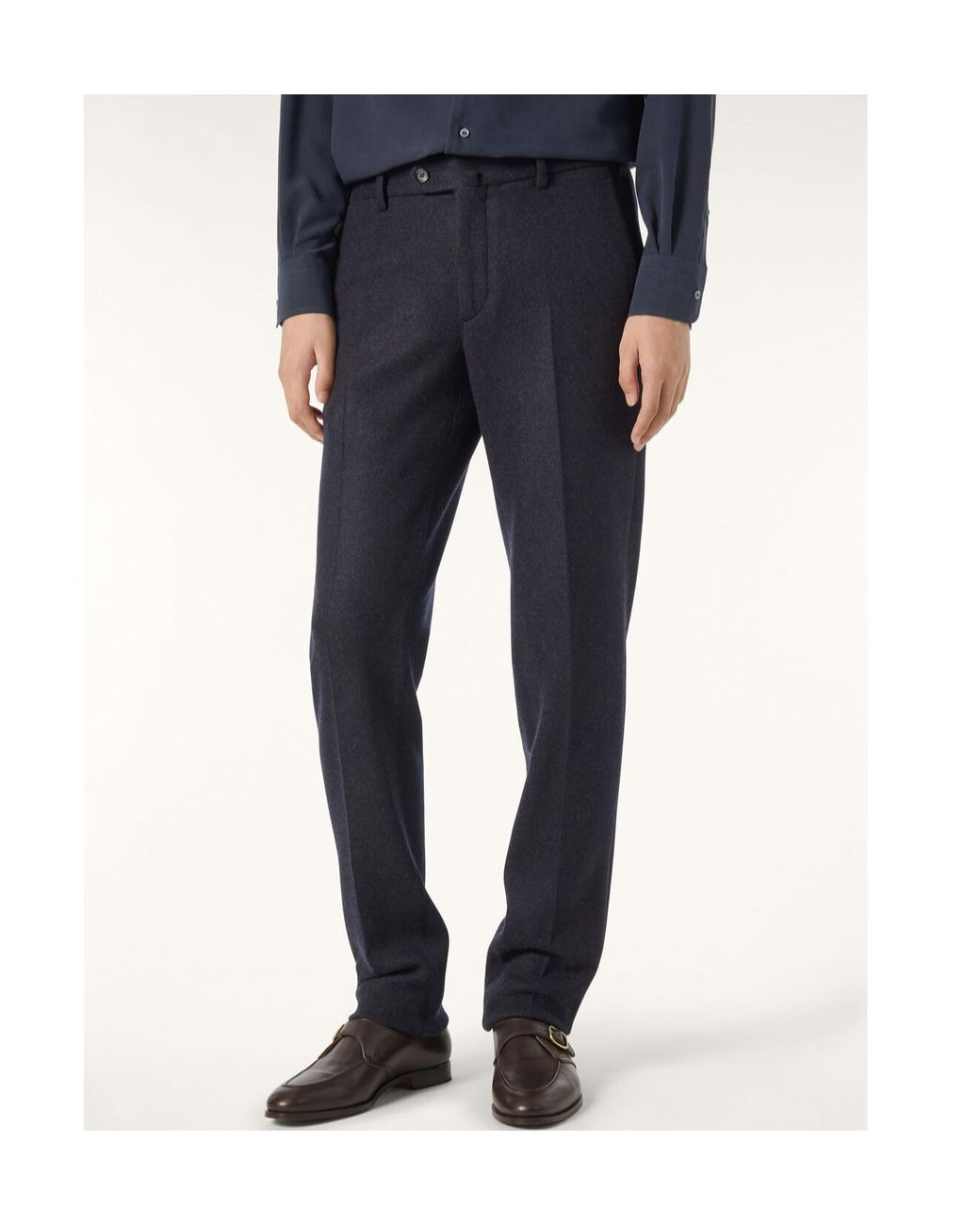 Loro Piana Blue Novalis Belt-Loop Casual Pants for men