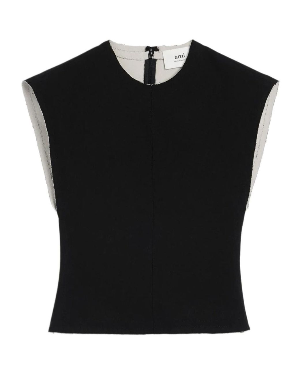 AMI Black Sleeveless Top