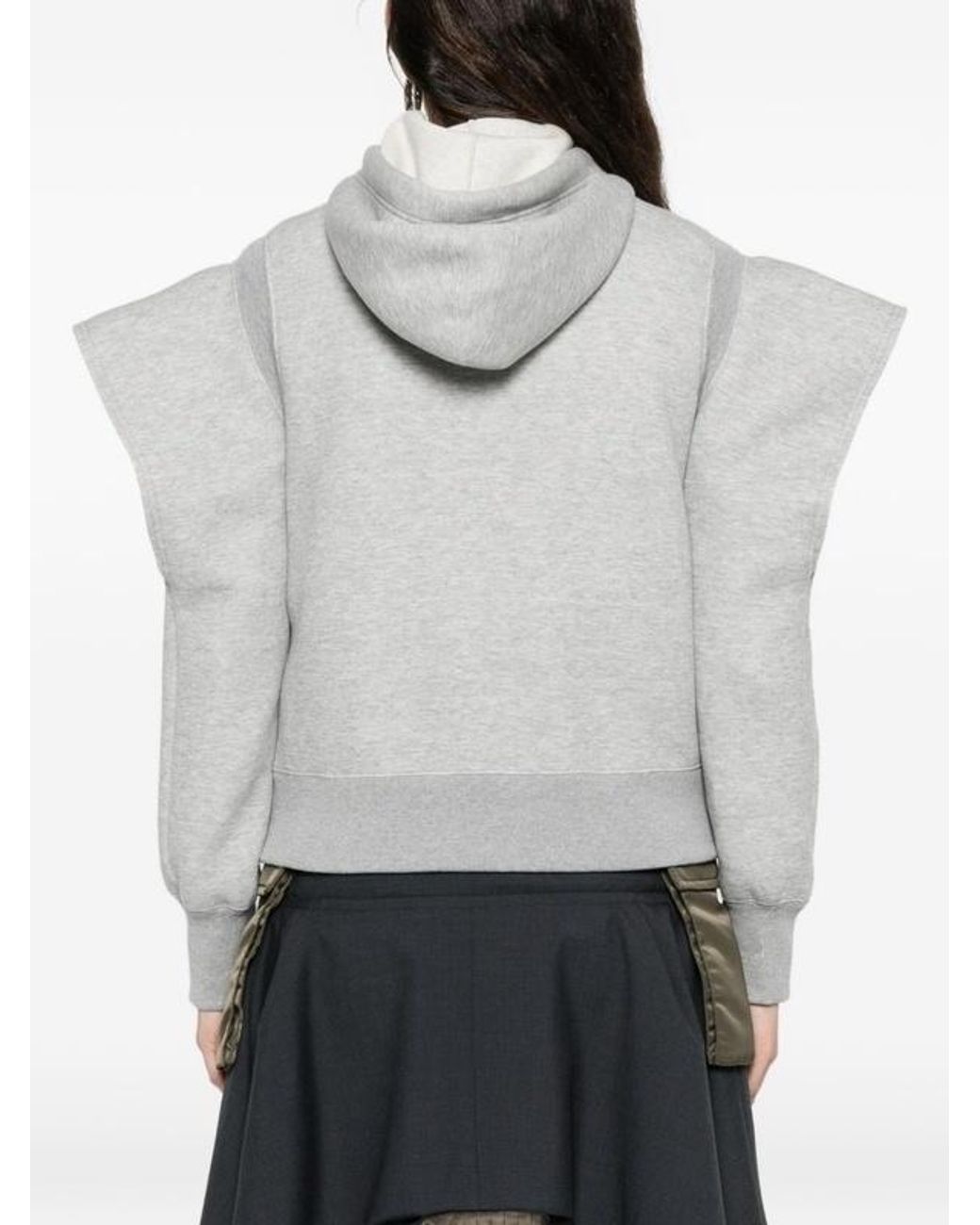 Sacai Gray Sponge Sweat Zip-Up Hoodie
