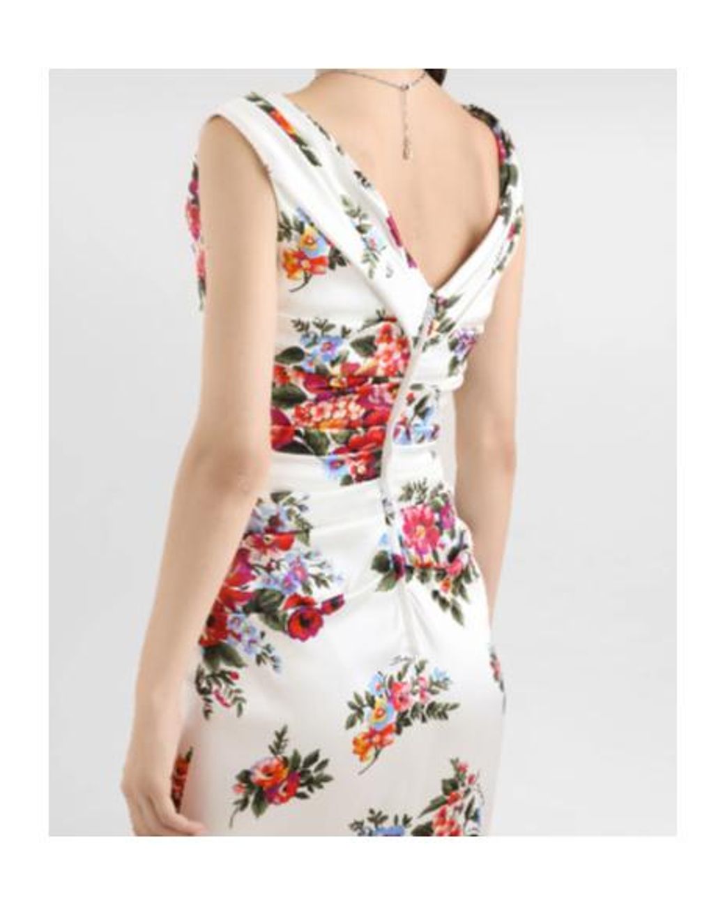 Dolce & Gabbana White Floral Printed Midi Dress