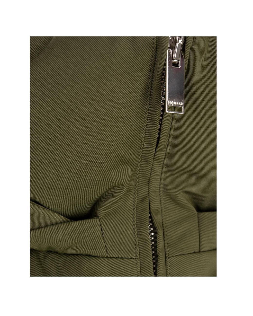McQueen Green Peplum Drawstring Waist Puffer Jacket