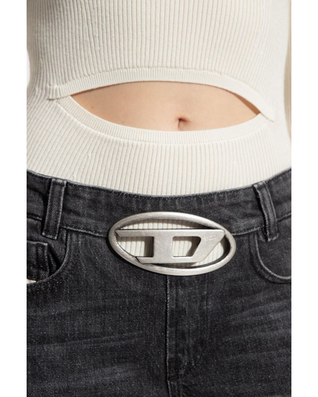 DIESEL White M Peris Cut-Out Ribbed-Knit Top