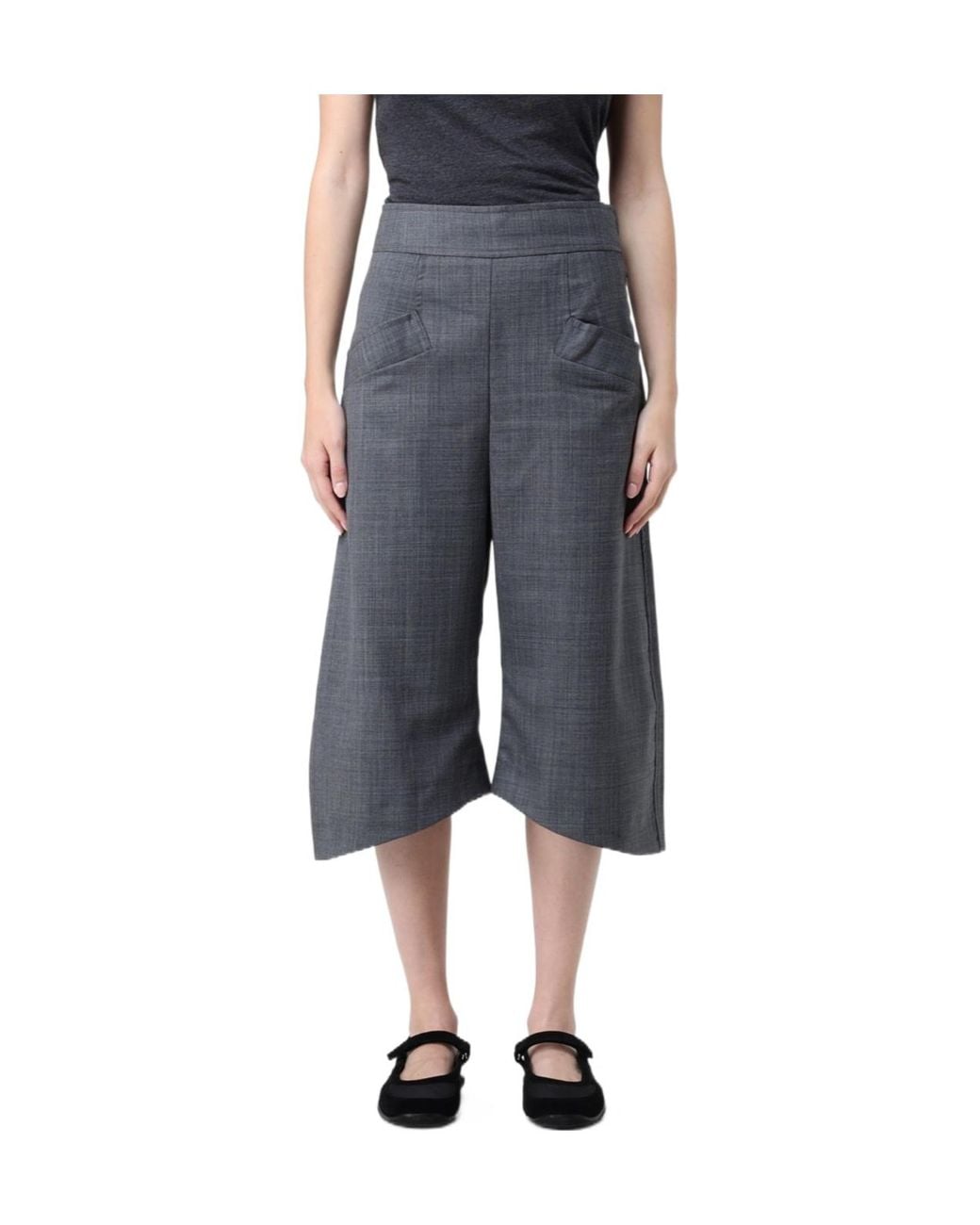 Ganni Blue High-Waist Wide-Leg Pants