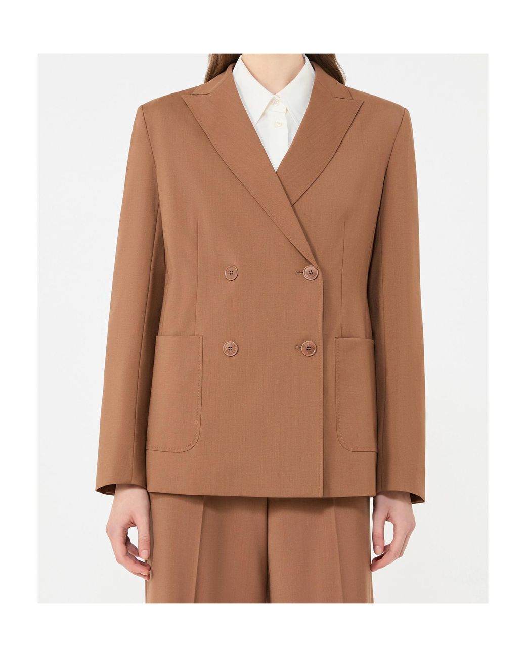 Weekend by Maxmara Brown Double-Brebreasted Wool Suit Jacket