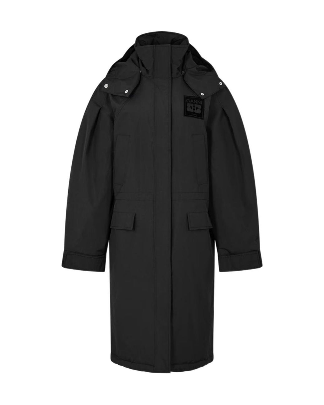 Ganni Black Ripstop Parka