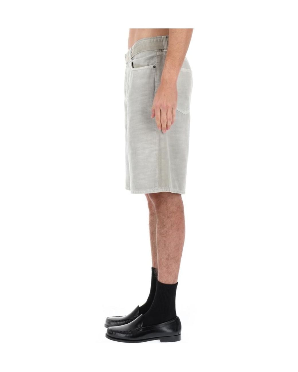 Haikure Gray Belted Bermuda Shorts for men