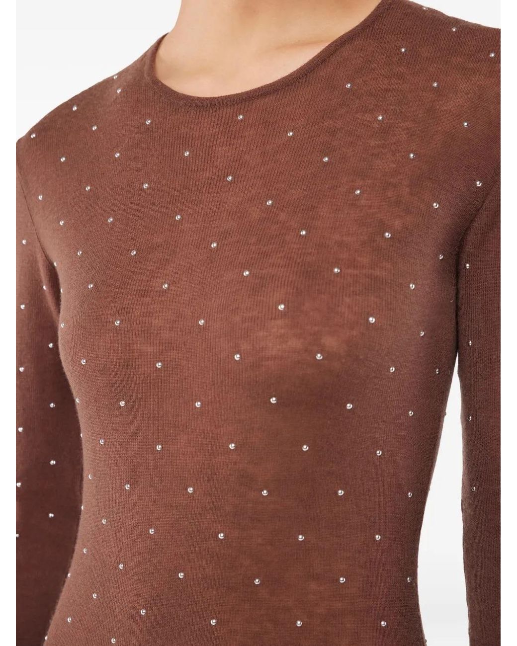 Rabanne Brown Embellished Long-Sleeved Maxi Dress