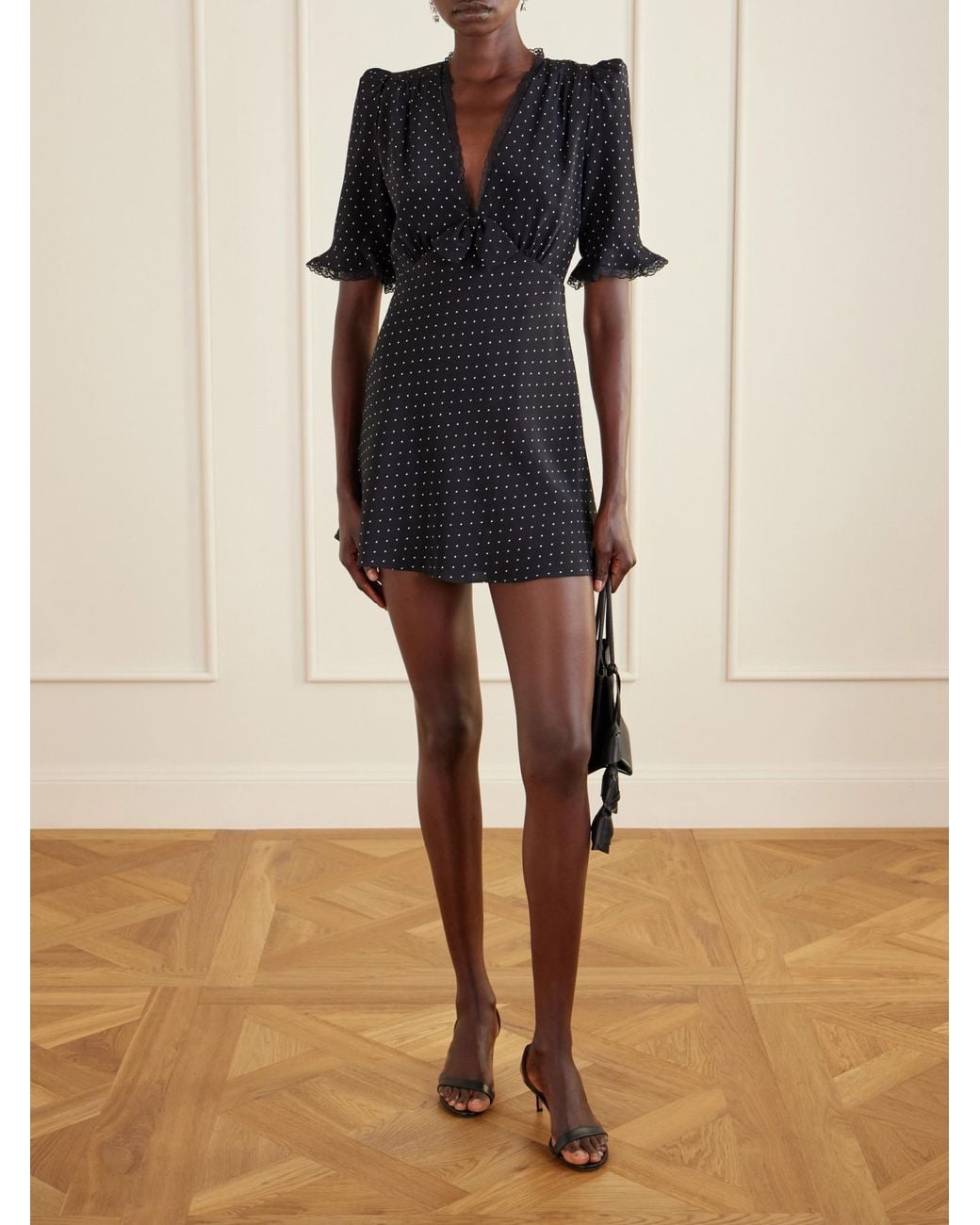Alessandra Rich Black Silk-Satin Mini Dress