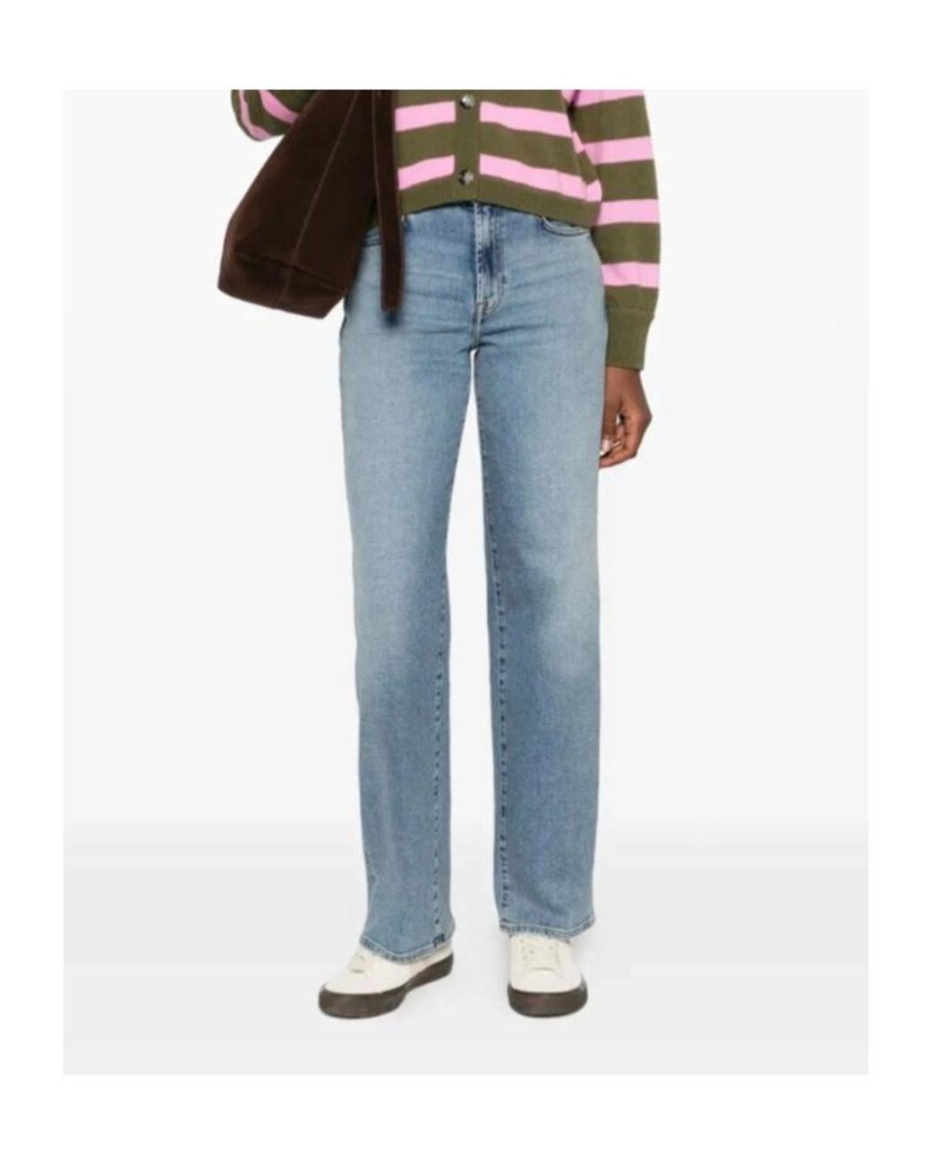 7 For All Mankind Blue Stovepipe Straight Jeans