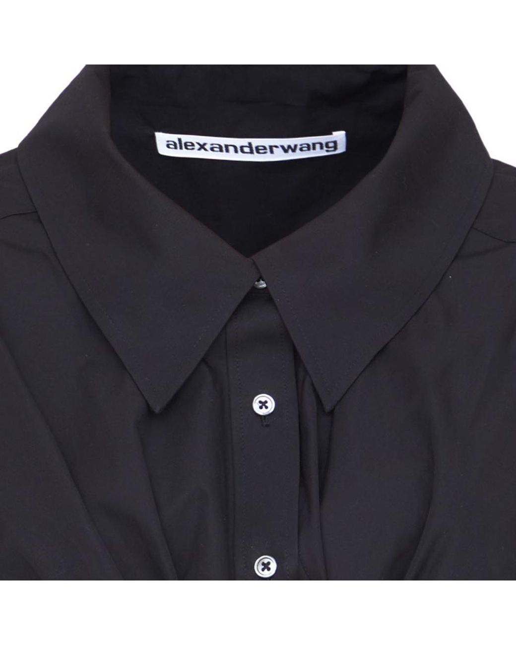 Alexander Wang Black Tie-Fastening Cropped Cotton Shirt
