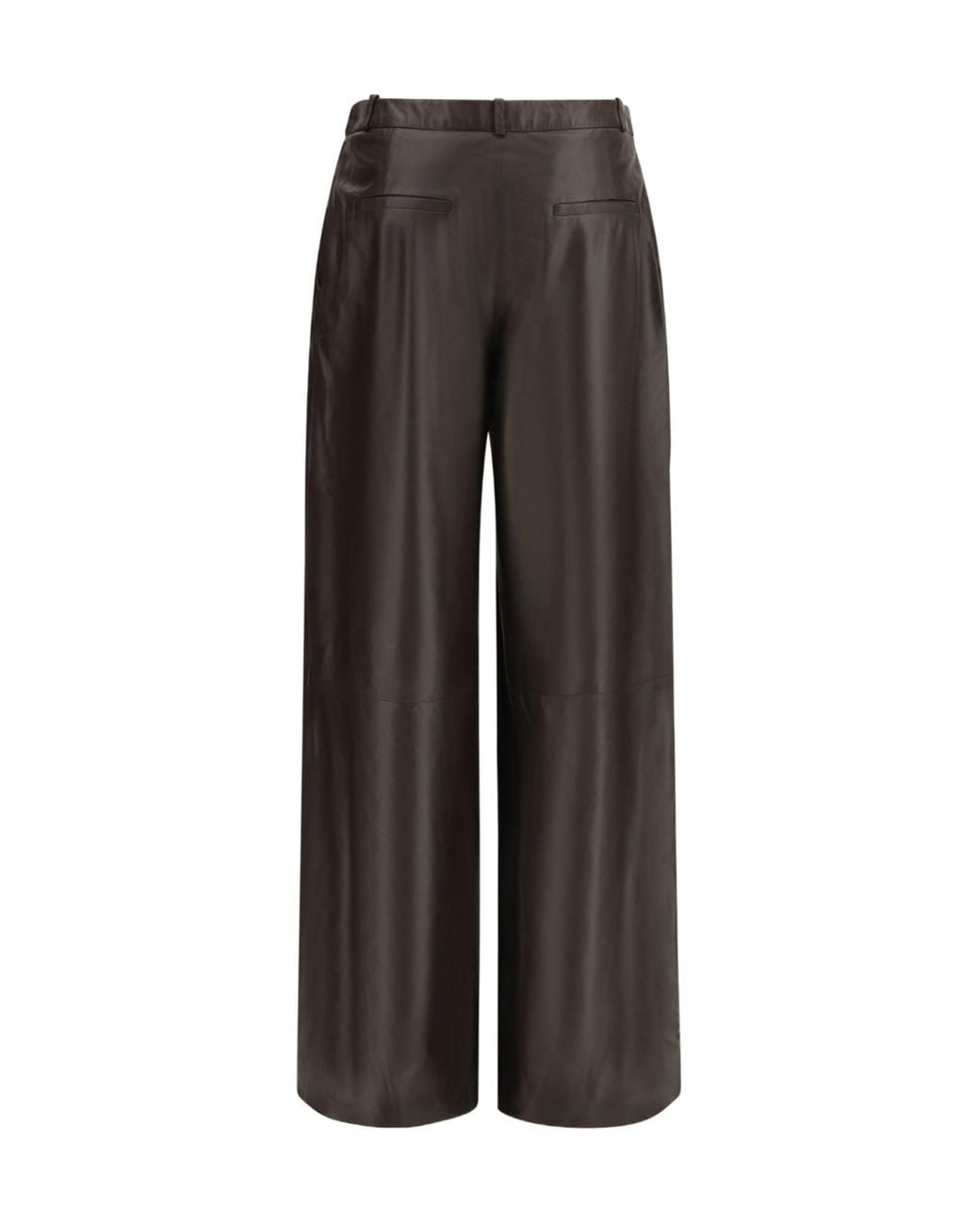 Arma Brown Wide-Leg Leather Pants