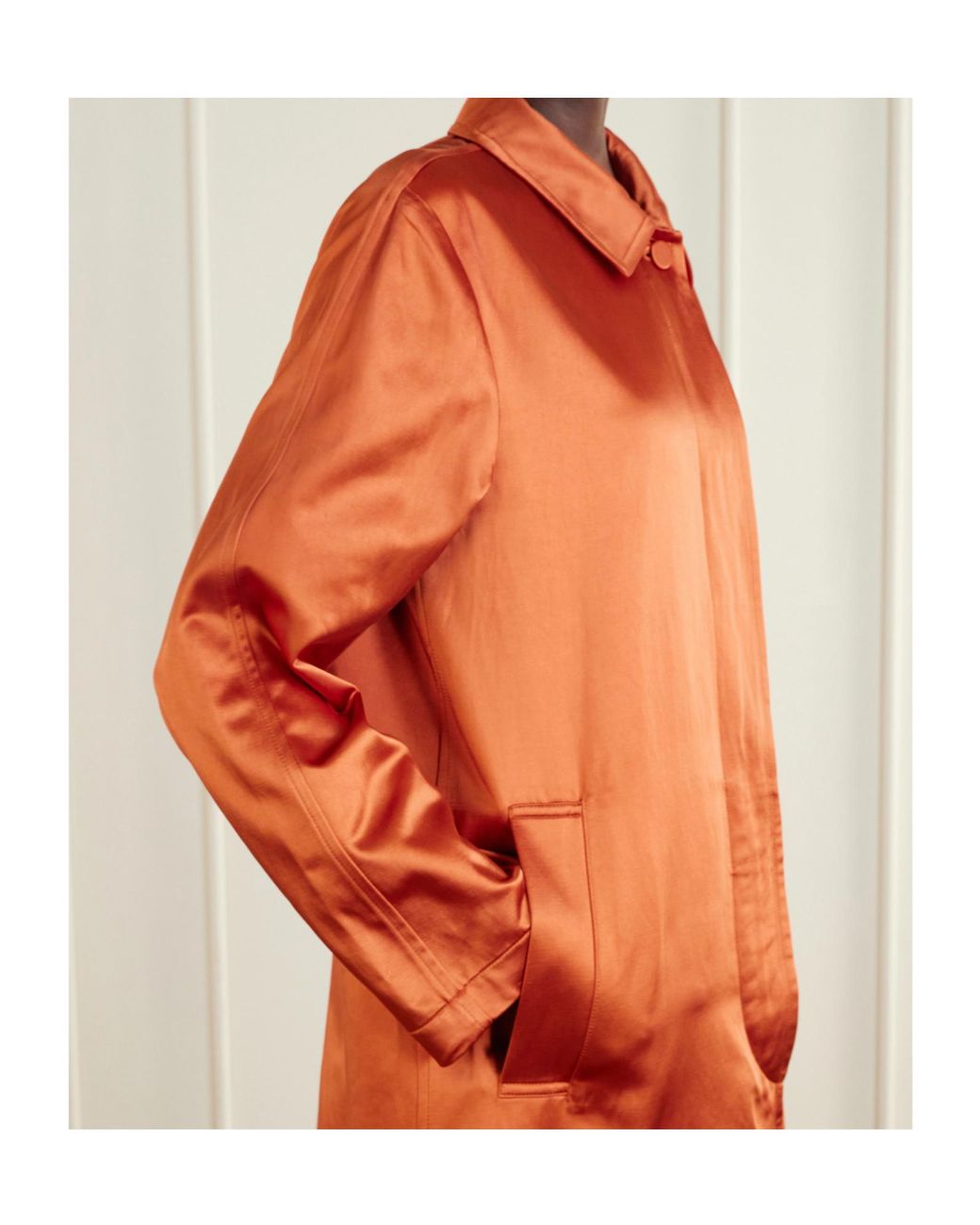 Dries Van Noten Orange Cotton Blend Satin Coat