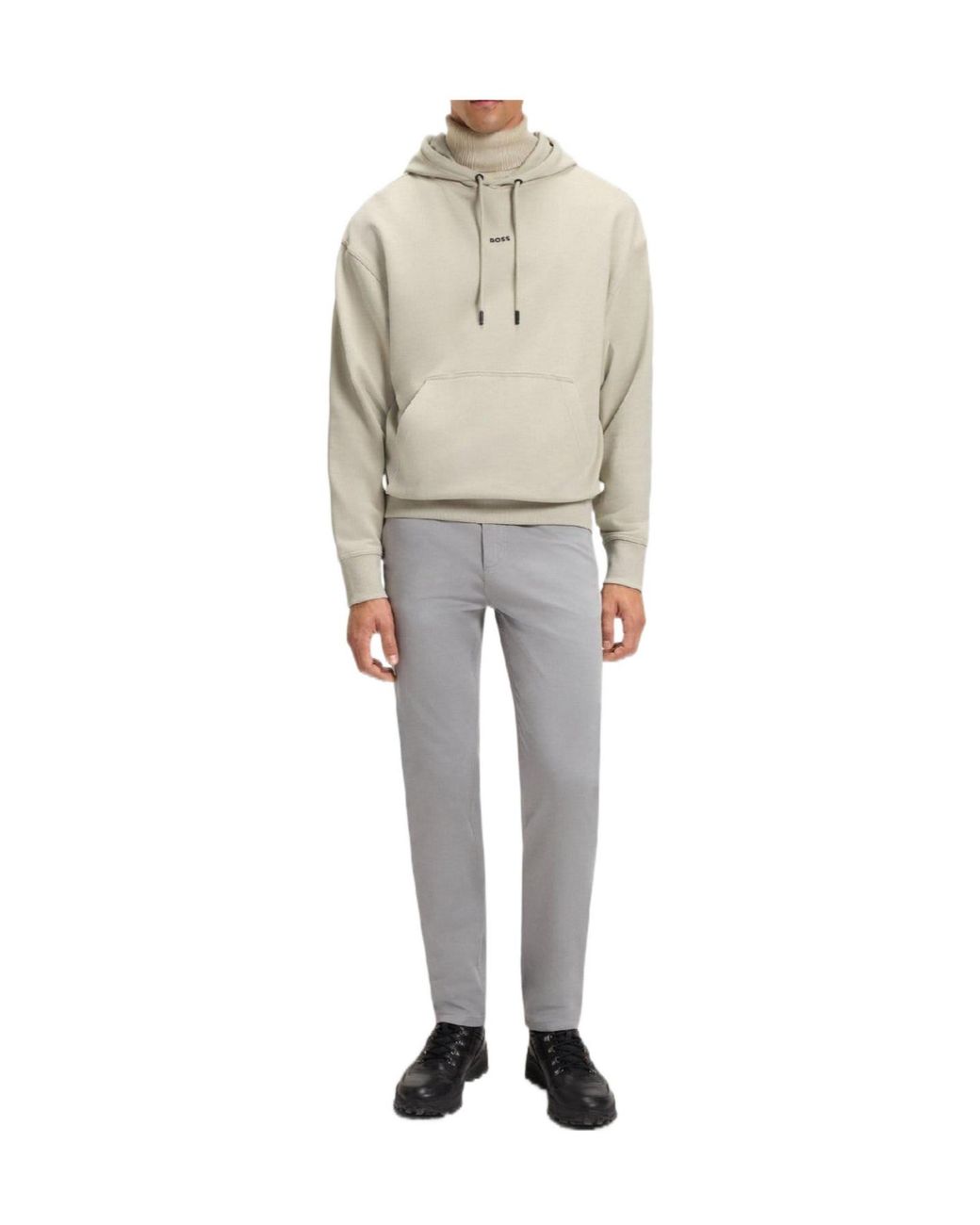 Boss White Wesmallhood Contrast Logo Hoodie for men
