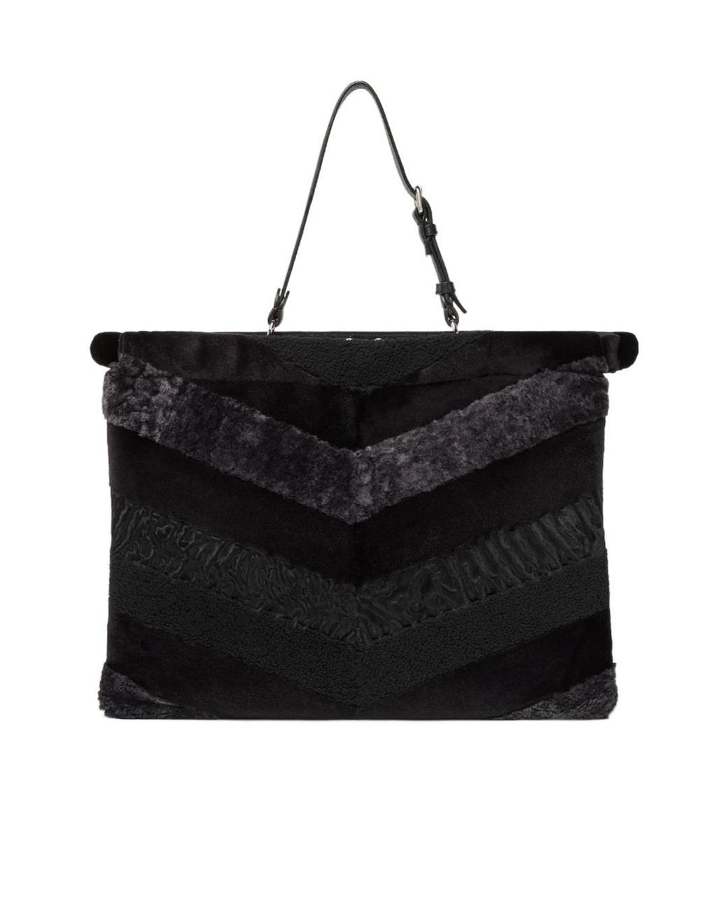 Fendi Black Maxi Peekaboo Soft Inlaid Fur Bag for men