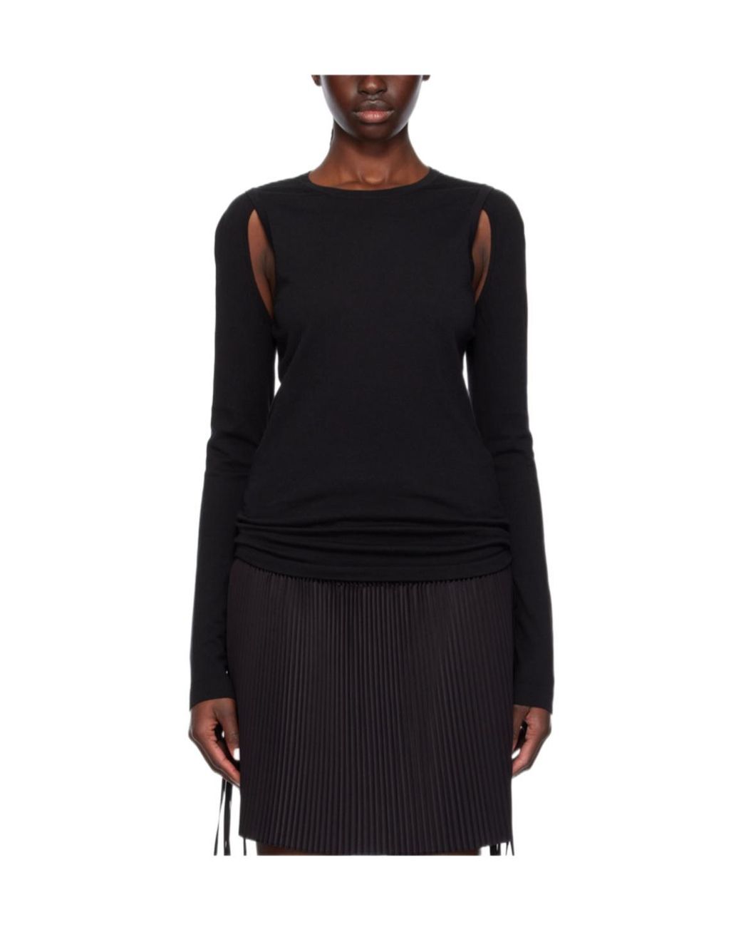 Helmut Lang Black Cut-Out Fine-Knit Jumper