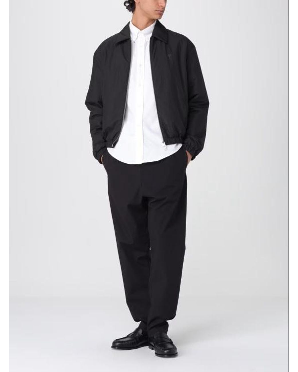 AMI Black Ami De Coeur Zip-Up Bomber Jacket for men