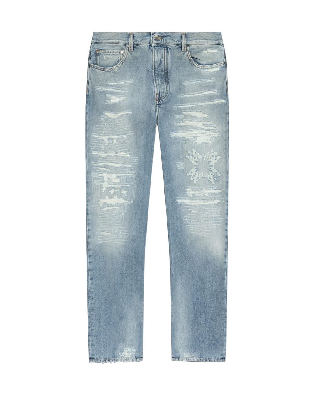 Amiri Blue Distressed Straight-Leg Jeans for men